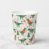 Dinosaurussen in Truien Kerstpatroon Papieren Bekers (Achterkant)