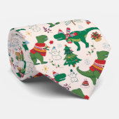 Dinosaurussen in Truien Kerstpatroon Stropdas (Opgerold)