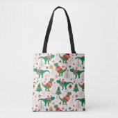Dinosaurussen in Truien Kerstpatroon Tote Bag (Voorkant)