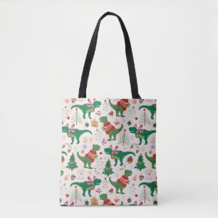 Dinosaurussen in Truien Kerstpatroon Tote Bag