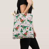 Dinosaurussen in Truien Kerstpatroon Tote Bag (Dichtbij)