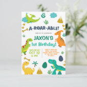 Dinosaurussen jongen a-roar-able 1e verjaardag uit kaart (Staand voorkant)