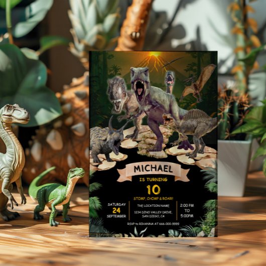 Dinosaurussen Jurassic Verjaardagsfeestje Stomp Ch Kaart