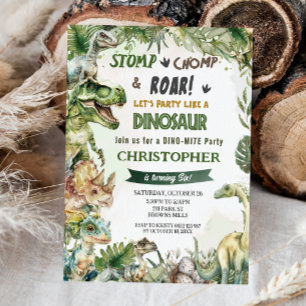 Dinosaurussen Jurassic Verjaardagsfeestje Stomp Ch Kaart