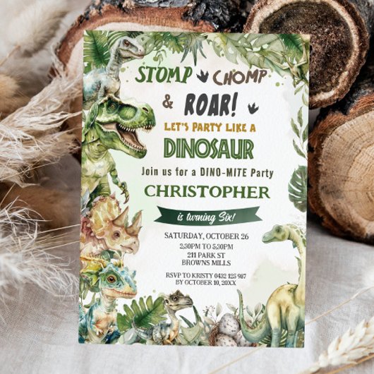 Dinosaurussen Jurassic Verjaardagsfeestje Stomp Ch Kaart