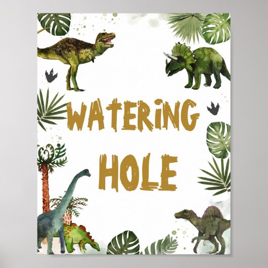 Dinosaurussen Jurassic Verjaardagsfeestje Watering Poster (Voorkant)