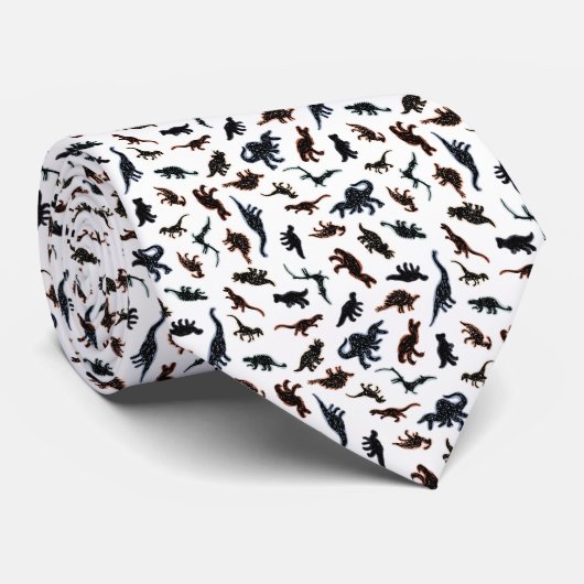 Dinosaurussen - Kleur op wit Stropdas (Opgerold)