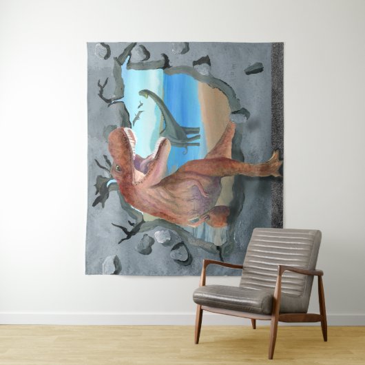 Dinosaurussen komen door wandkleed (In situ)