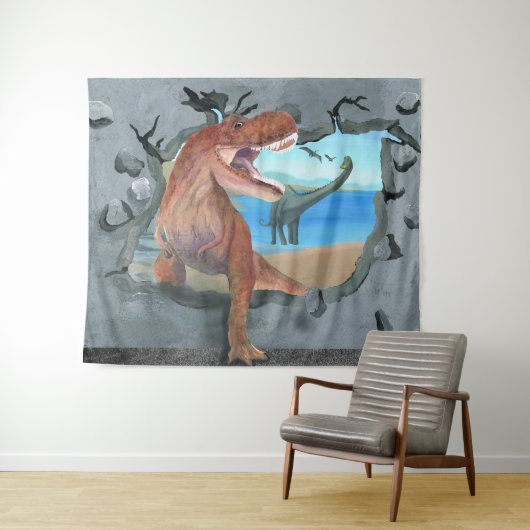 Dinosaurussen komen door wandkleed (In Situ (horizontaal))