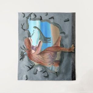 Dinosaurussen komen door wandkleed