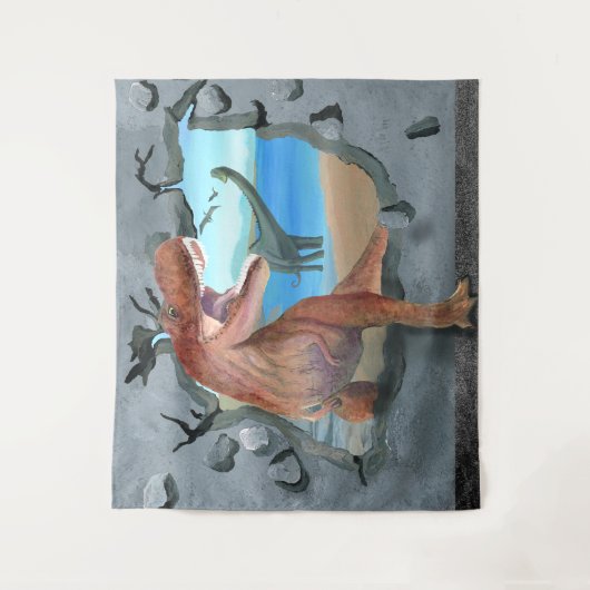 Dinosaurussen komen door wandkleed (Voorkant)