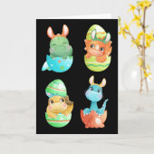 Dinosaurussen komen uit Pasen eieren  Kaart (Gele Bloem)