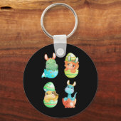 Dinosaurussen komen uit van paaseieren sleutelhanger (Voorkant)