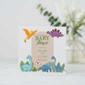 Dinosaurussen kruisen, T-rex Baby shower Kaart (Staand voorkant)