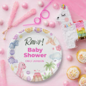 Dinosaurussen Meisje Baby shower Papieren Bordje (Feest)