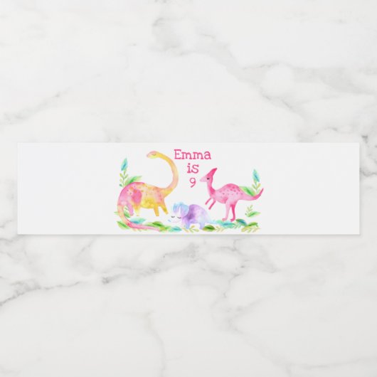 Dinosaurussen met aangepaste tekst waterfles etiket (Enkel label)