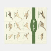 Dinosaurussen met namen Donkergroen Fleece Deken (Voorkant (Horizontaal))