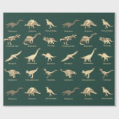 Dinosaurussen met namen Patroon Groen Cadeaupapier (Vlak)