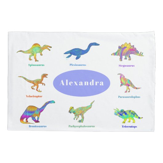 Dinosaurussen met Namen Patroon Periwinkle Kussensloop (Achterkant)