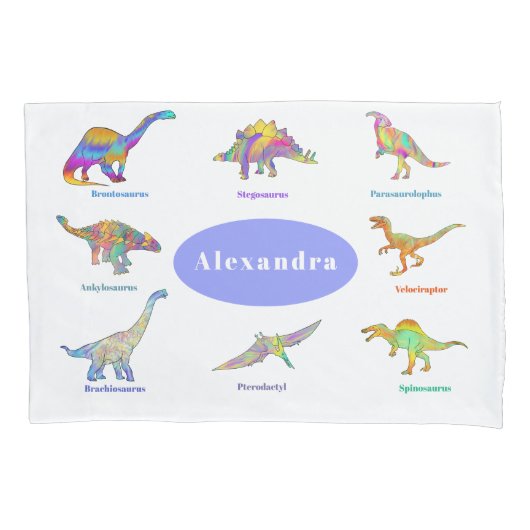 Dinosaurussen met Namen Patroon Periwinkle Kussensloop (Voorkant)