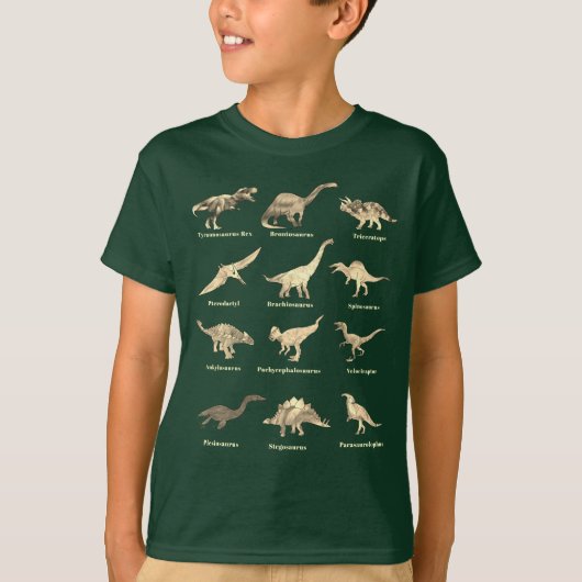 Dinosaurussen met namen t-shirt (Voorkant)