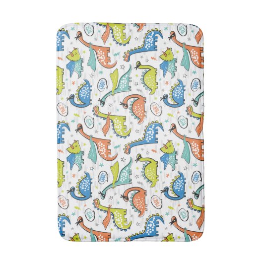 Dinosaurussen met superheldenmaskers, kappers badmat (Voorkant Verticaal)