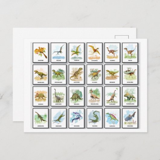 Dinosaurussen namen feestdagenkaart (Voorkant / Achterkant)