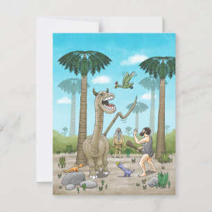 Dinosaurussen ontmoeten de Steentijd Briefkaart