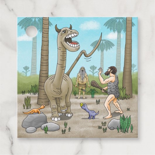 Dinosaurussen ontmoeten het stenen tijdperk bedankjes labels (Voorkant)
