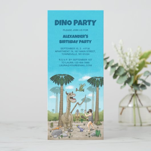 Dinosaurussen ontmoeten het stenen tijdperk kaart (Staand voorkant)