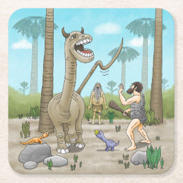Dinosaurussen ontmoeten het stenen tijdperk kartonnen onderzetters