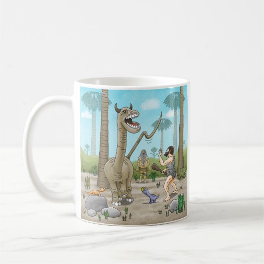 Dinosaurussen ontmoeten het stenen tijdperk koffiemok (Links)