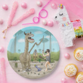 Dinosaurussen ontmoeten het stenen tijdperk papieren bordje (Feest)