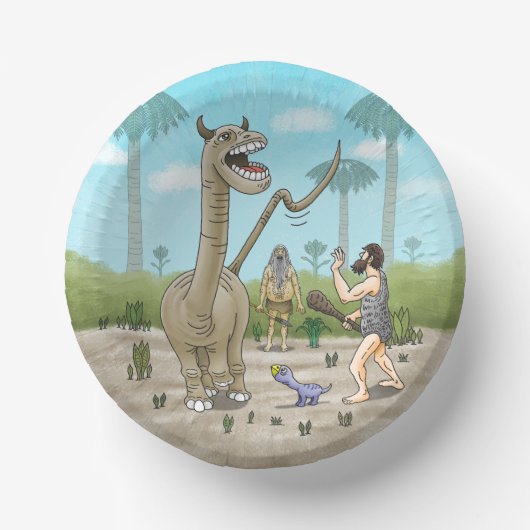 Dinosaurussen ontmoeten het stenen tijdperk papieren kommen (Voorkant)