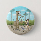 Dinosaurussen ontmoeten het stenen tijdperk ronde button 5,7 cm (Voorkant)