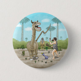 Dinosaurussen ontmoeten het stenen tijdperk ronde button 5,7 cm