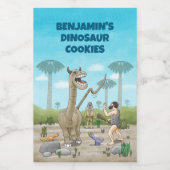 Dinosaurussen ontmoeten het stenen tijdperk voedselcontainer etiket (Enkel label)