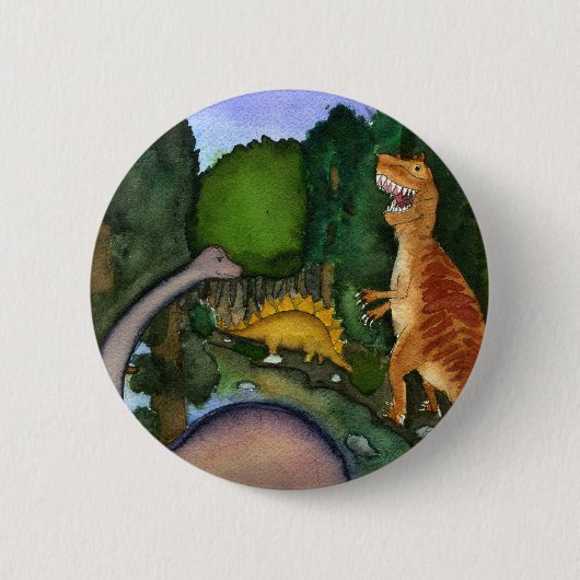 Dinosaurussen op Creek Ronde Button 5,7 Cm (Voorkant)