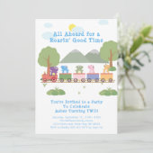 Dinosaurussen op een trein die de hele dag aan boo kaart (Staand voorkant)