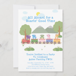 Dinosaurussen op een trein die de hele dag aan boo kaart