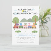 Dinosaurussen op een treintdag kaart (Staand voorkant)