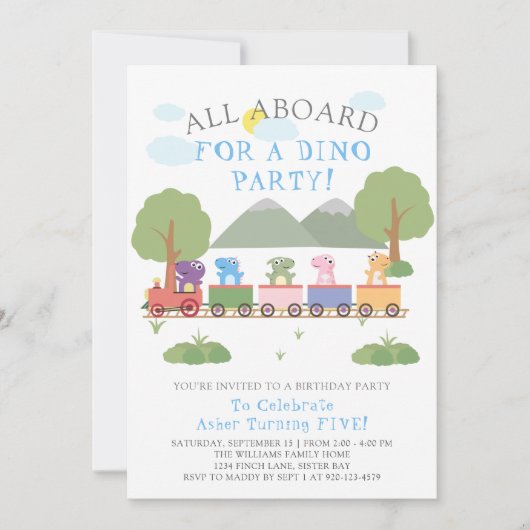 Dinosaurussen op een treintdag kaart (Voorkant)
