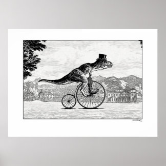 Dinosaurussen op fietsen - T-Rex Poster