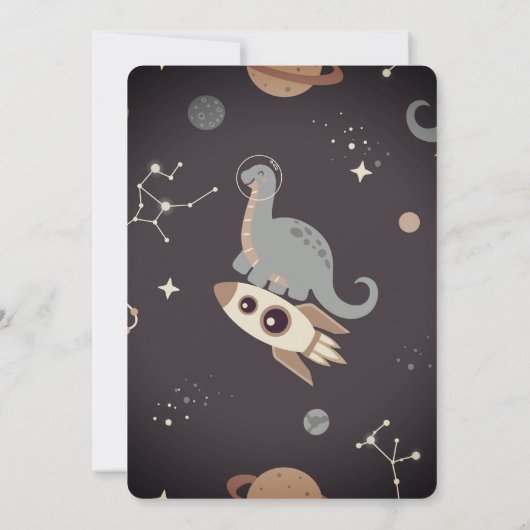 Dinosaurussen Outerspace Dino Boho 1e verjaardag Kaart (Achterkant)