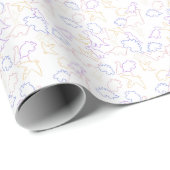 Dinosaurussen - Pastel Omlijning Witte Achtergrond Cadeaupapier (Rol Hoek)