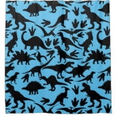 Dinosaurussen patroon 01 b. L Blauw BG Douchegordijn (Voorkant)
