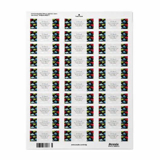 Dinosaurussen  retouradreslabel etiket (Full Sheet)