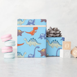 Dinosaurussen Rock op blauw inpakpapier