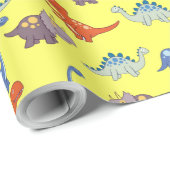 Dinosaurussen Rock op Lemon Wrapping Paper Cadeaupapier (Rol Hoek)