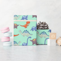 Dinosaurussen Rock op Mint Wrapping Paper